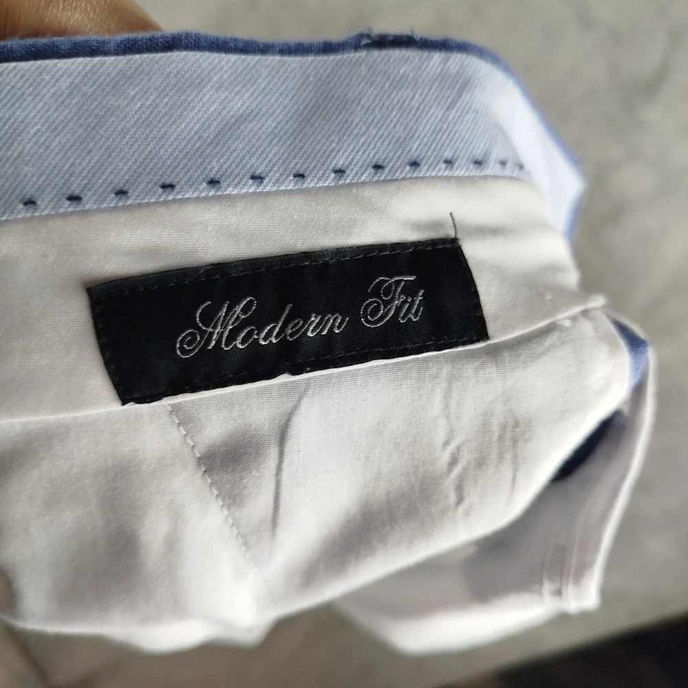 Bianco Brioni Florence Modern Blue Linen Pants Mens 36S Designer Made In‎ Italy